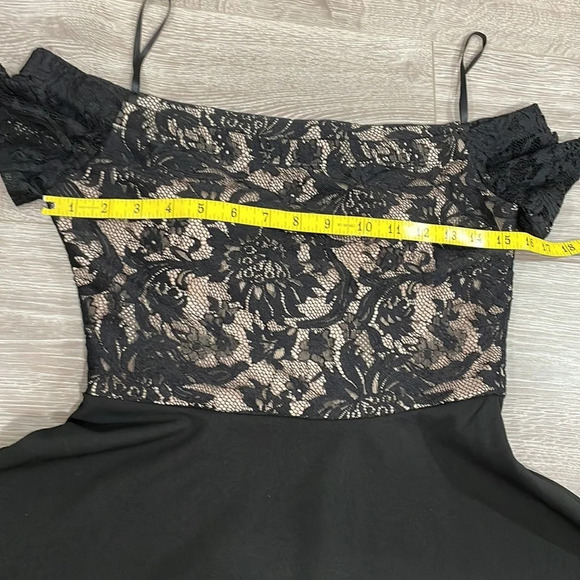 City Studio Off The Shoulder Black Lace Top High Low Fit and Flare Dress 7 - Picture 10 of 16